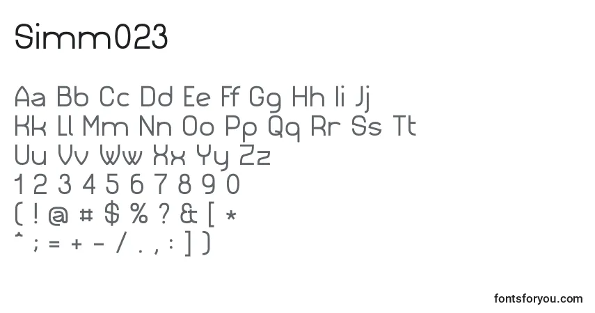 Simm023-fontti – aakkoset, numerot, erikoismerkit