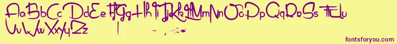 Piragniac Font – Purple Fonts on Yellow Background