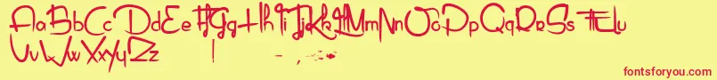 フォントPiragniac – 赤い文字の黄色い背景