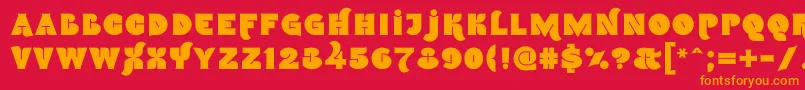 Namskin-Schriftart – Orangefarbene Schriften auf rotem Hintergrund