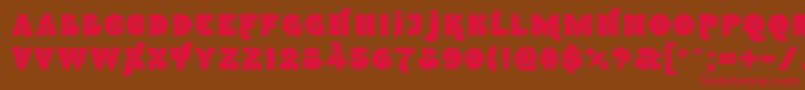 フォントNamskin – 赤い文字が茶色の背景にあります。