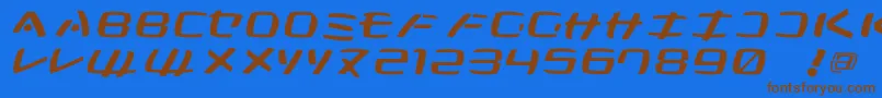 フォントKleinsanMedium – 茶色の文字が青い背景にあります。