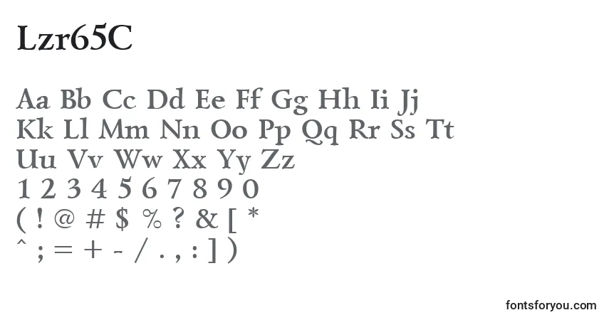 A fonte Lzr65C – alfabeto, números, caracteres especiais