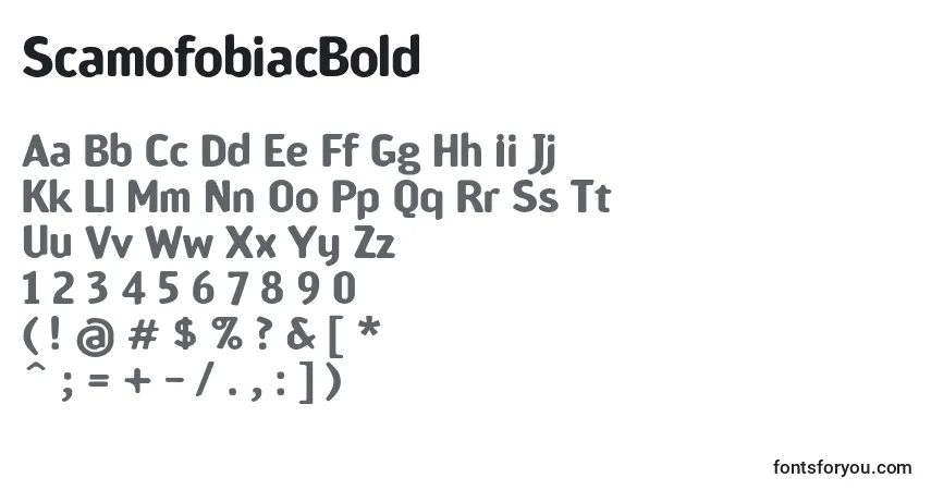 Schriftart ScamofobiacBold – Alphabet, Zahlen, spezielle Symbole