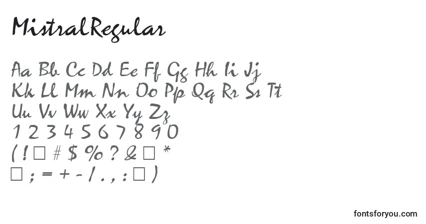 MistralRegular Font – alphabet, numbers, special characters