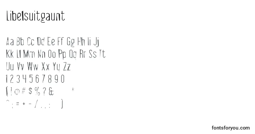 A fonte Libelsuitgaunt – alfabeto, números, caracteres especiais