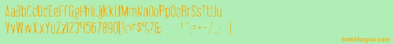フォントLibelsuitgaunt – オレンジの文字が緑の背景にあります。