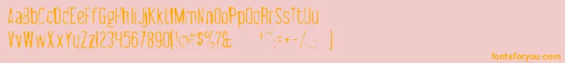 フォントLibelsuitgaunt – オレンジの文字がピンクの背景にあります。