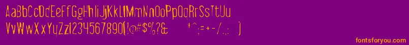 Libelsuitgaunt-fontti – oranssit fontit violetilla taustalla