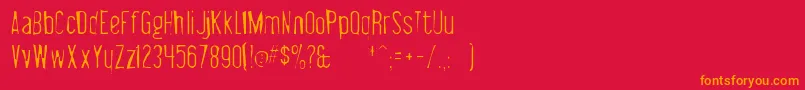Libelsuitgaunt-Schriftart – Orangefarbene Schriften auf rotem Hintergrund