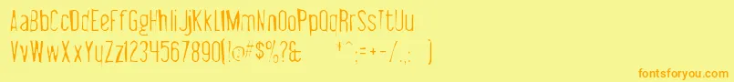 フォントLibelsuitgaunt – オレンジの文字が黄色の背景にあります。