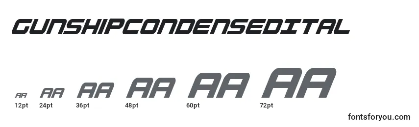GunshipCondensedItal Font Sizes