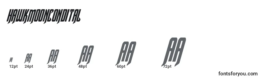 Hawkmooncondital Font Sizes