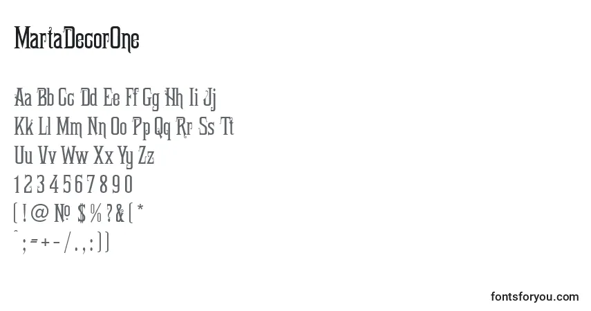 Czcionka MartaDecorOne – alfabet, cyfry, specjalne znaki