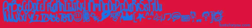 フォントAquarious – 赤い背景に青い文字