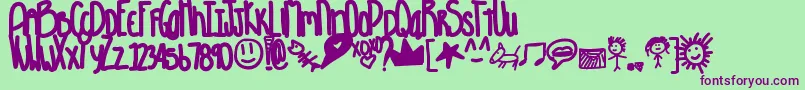 Aquarious Font – Purple Fonts on Green Background