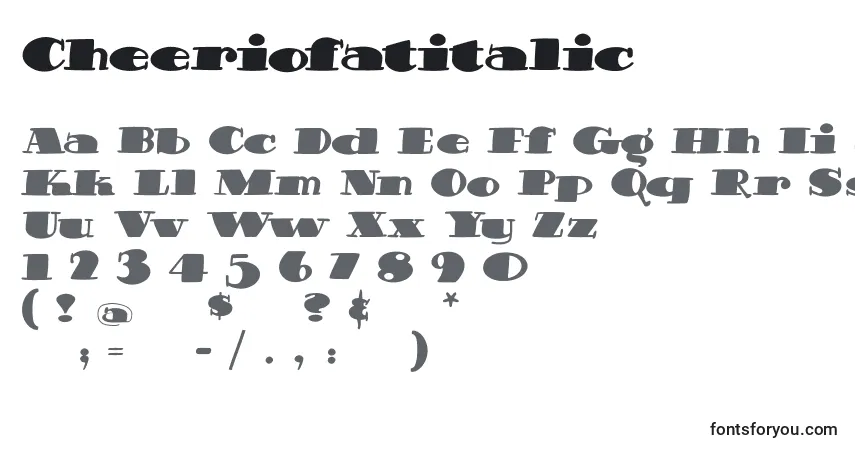 Schriftart Cheeriofatitalic – Alphabet, Zahlen, spezielle Symbole