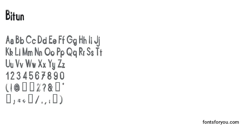 Schriftart Bitun – Alphabet, Zahlen, spezielle Symbole