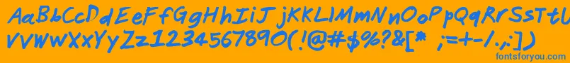 Janitor Font – Blue Fonts on Orange Background