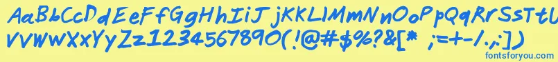 Janitor Font – Blue Fonts on Yellow Background