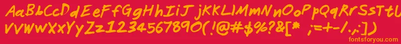 フォントJanitor – 赤い背景にオレンジの文字