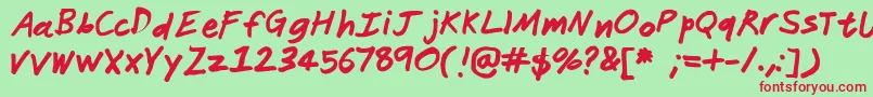 Janitor-Schriftart – Rote Schriften auf grünem Hintergrund
