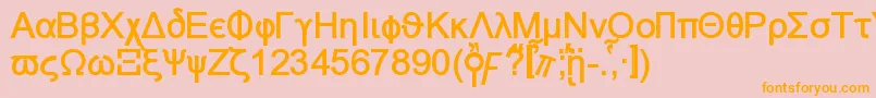 フォントNaxosb – オレンジの文字がピンクの背景にあります。