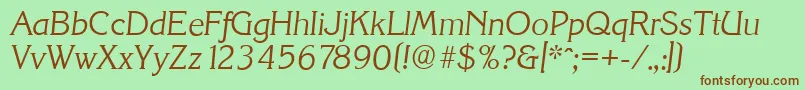 KorinthserialLightItalic Font – Brown Fonts on Green Background