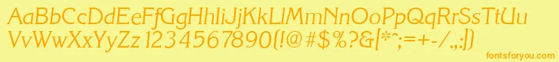 KorinthserialLightItalic Font – Orange Fonts on Yellow Background