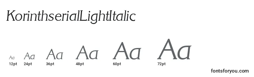 Размеры шрифта KorinthserialLightItalic