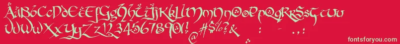 HobbitonBrushhandhobbitonBrush Font – Green Fonts on Red Background