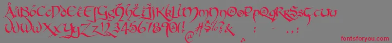 HobbitonBrushhandhobbitonBrush Font – Red Fonts on Gray Background