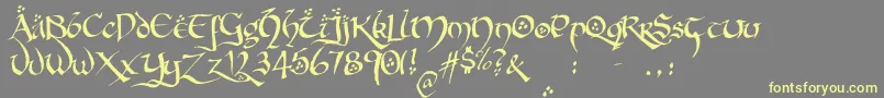 HobbitonBrushhandhobbitonBrush Font – Yellow Fonts on Gray Background