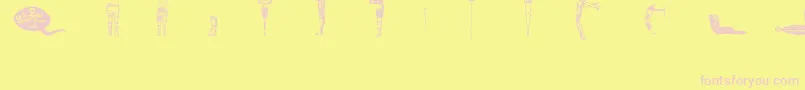フォントLdcOrthopedia – ピンクのフォント、黄色の背景
