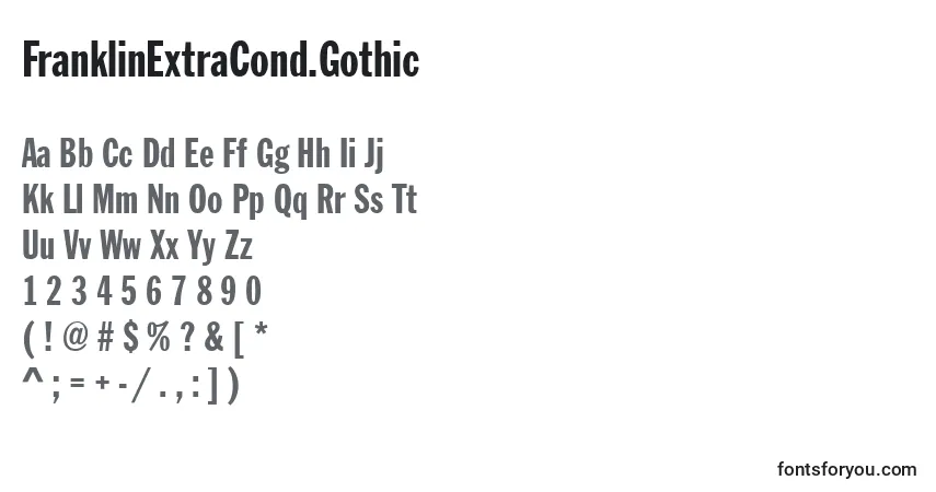 A fonte FranklinExtraCond.Gothic – alfabeto, números, caracteres especiais