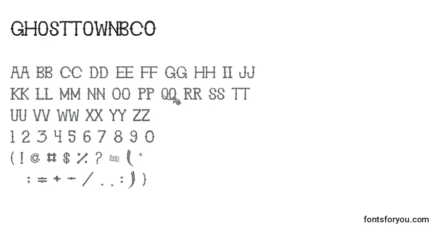 A fonte GhosttownBc0 – alfabeto, números, caracteres especiais