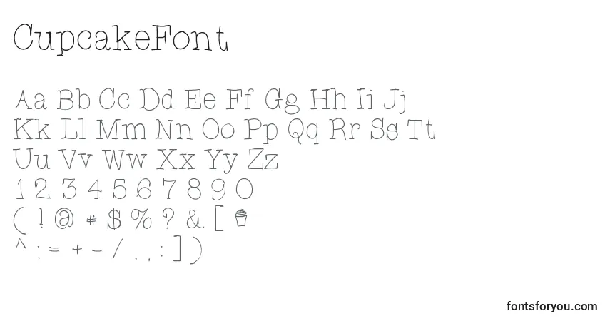 Schriftart CupcakeFont – Alphabet, Zahlen, spezielle Symbole
