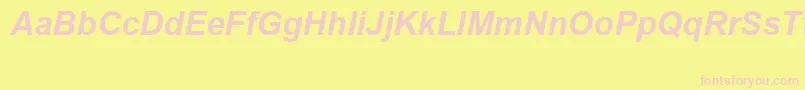 ArialSpecialG1BoldItalic-fontti – vaaleanpunaiset fontit keltaisella taustalla
