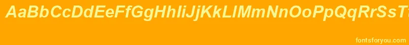 Fonte ArialSpecialG1BoldItalic – fontes amarelas em um fundo laranja