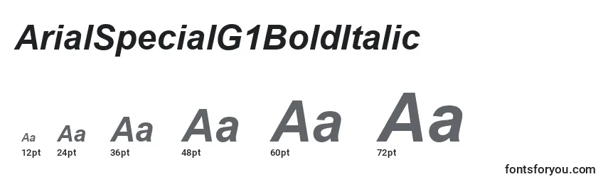 Размеры шрифта ArialSpecialG1BoldItalic