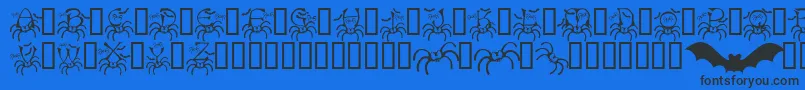 Rmspider2-Schriftart – Schwarze Schriften auf blauem Hintergrund