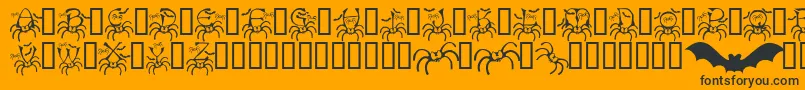 Rmspider2-Schriftart – Schwarze Schriften auf orangefarbenem Hintergrund