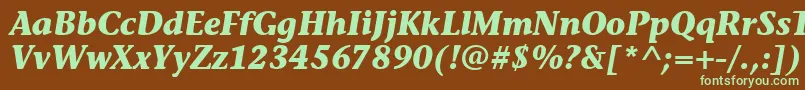 フォントStoneInfItcTtBolditalic – 緑色の文字が茶色の背景にあります。