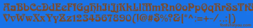 フォントArnoldBoecklinLt – 茶色の文字が青い背景にあります。