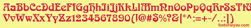 フォントArnoldBoecklinLt – 赤い文字の黄色い背景