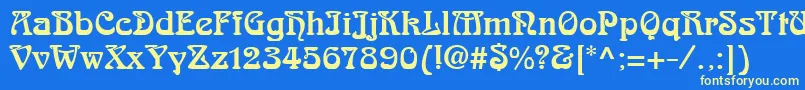 ArnoldBoecklinLt Font – Yellow Fonts on Blue Background