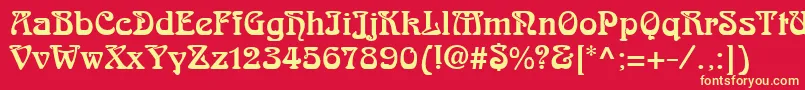 フォントArnoldBoecklinLt – 黄色の文字、赤い背景