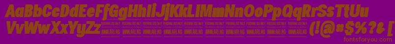 フォントSpecifypersonalConblackitalic – 紫色の背景に茶色のフォント