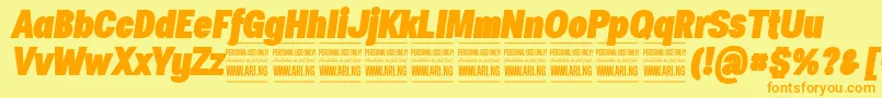 Fonte SpecifypersonalConblackitalic – fontes laranjas em um fundo amarelo