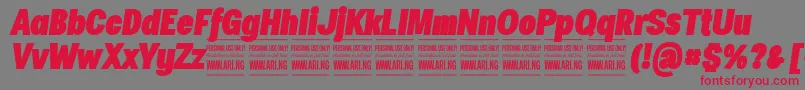 SpecifypersonalConblackitalic Font – Red Fonts on Gray Background